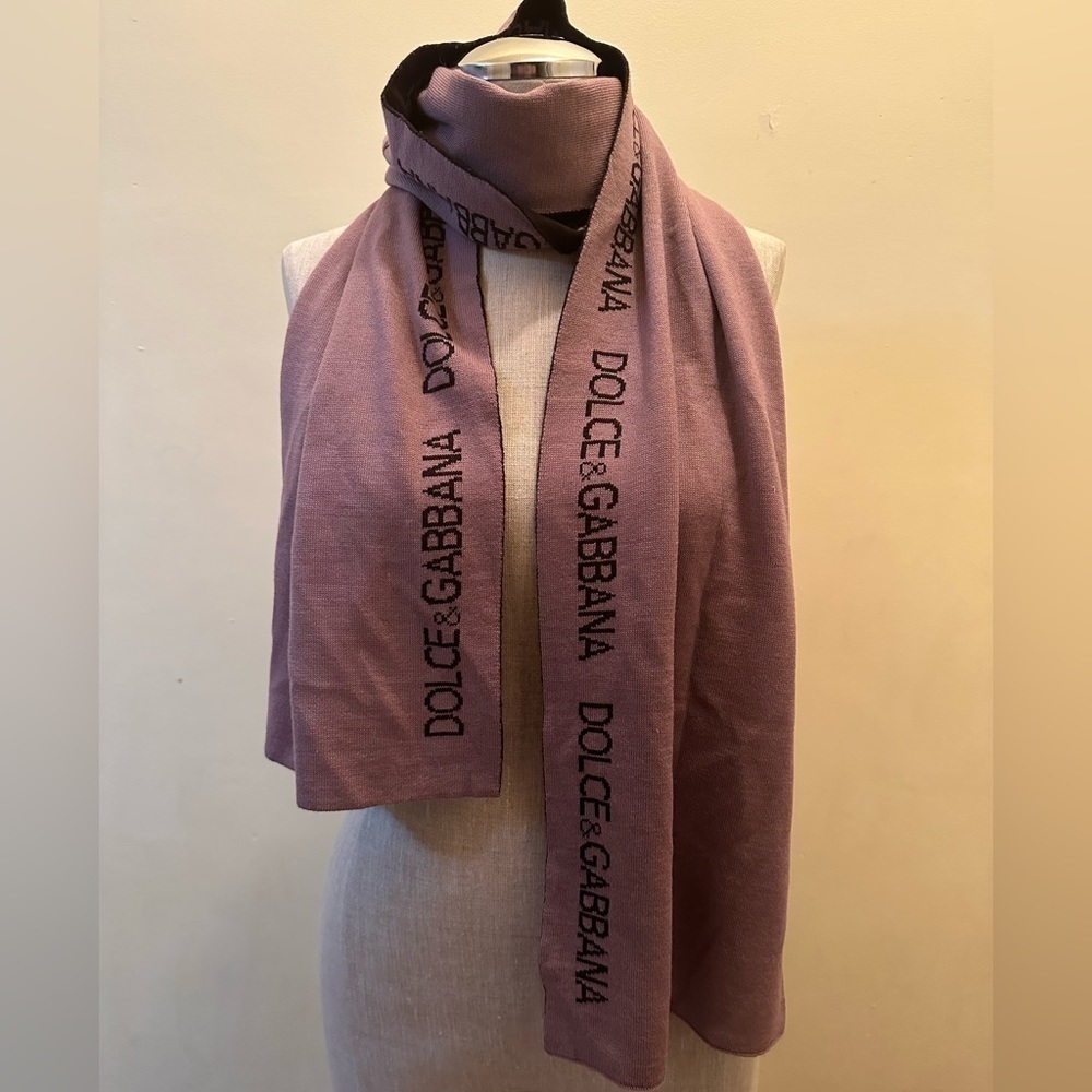 DOLCE & GABBANA lana wool scarf in dusty rose pink